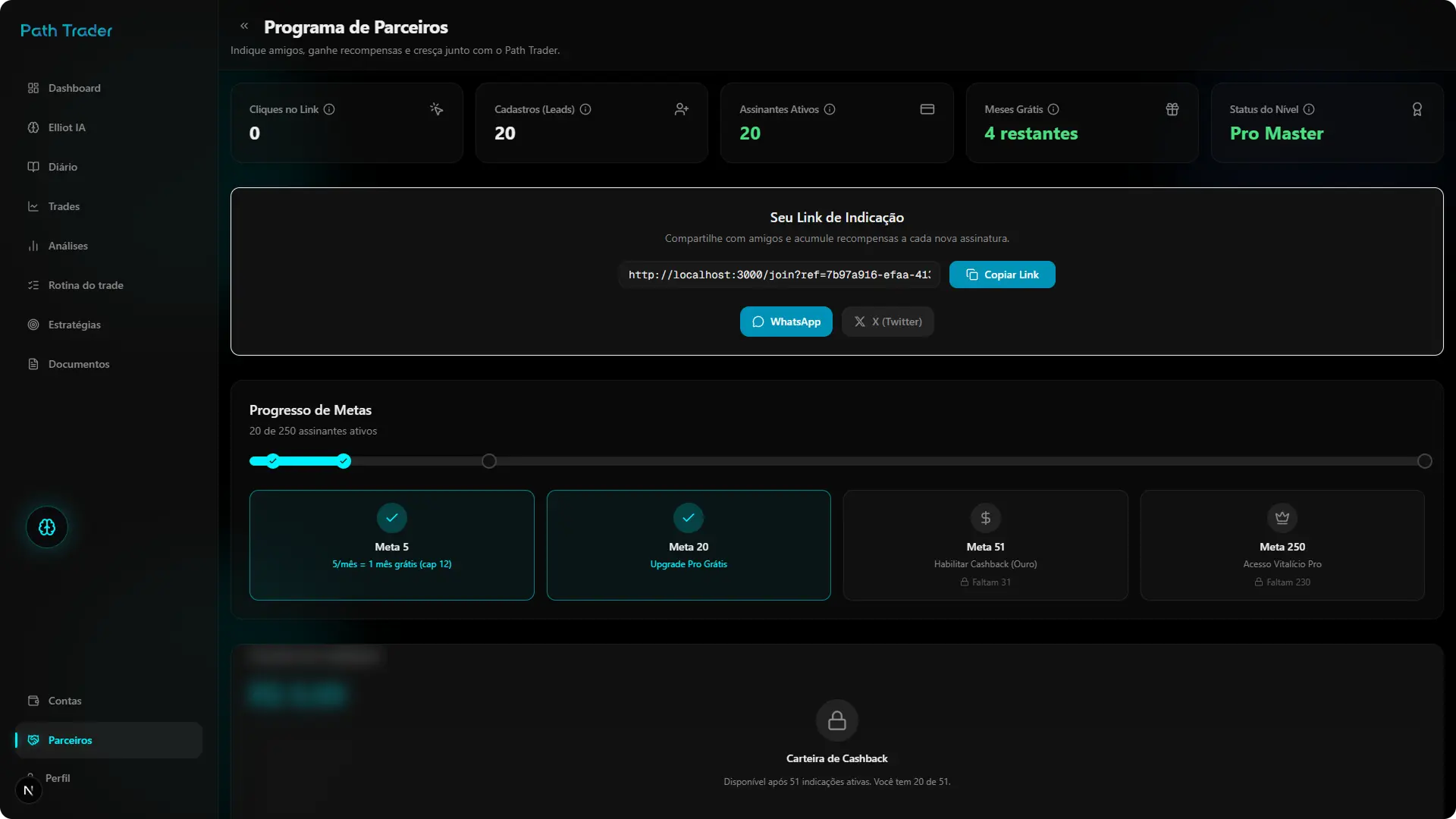 Interface Path Trader — Parceiros